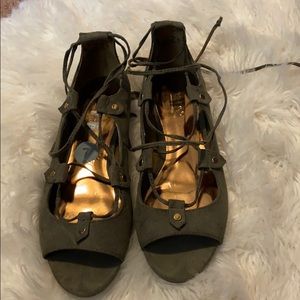 Olive green sandals with strap